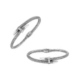 AB-7049-S Sterling Silver Nail Head Woven Bangle Bracelet